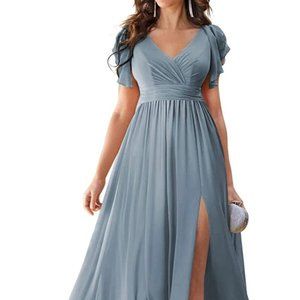 V Neck Chiffon Bridesmaid Dress